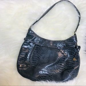 Liz Claiborne Gray Silver Snakeskin Purse Bag